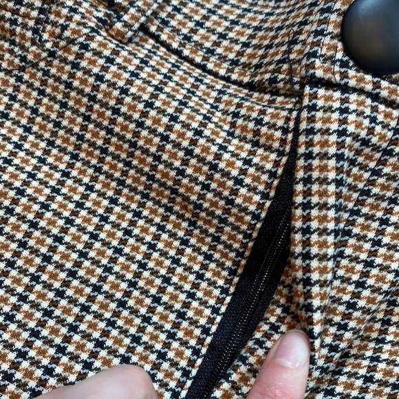 Zara Houndstooth High Rise Tan Jeggings sz M - Picture 7 of 11
